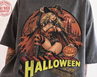 Retro Gothic Halloween PNG, Superhero Woman, Spooky Comic Hero Graphic Shirt Design /Digital Download)