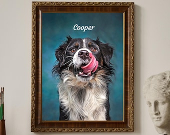Custom Pet Portrait from Photo: Watercolor Pet Painting Digital Download