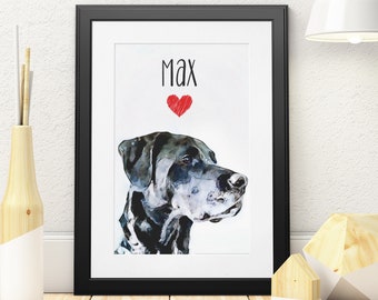 Pet Memorial Gift, Custom Pet Portrait Digital File with Watercolor Hand Drawn Painting, Dog Portrait Custom Painting from Photo to Canvas