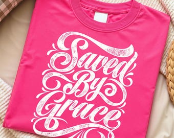 Saved By Grace Retro Christian Shirt Design (Digital Download)