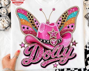 Dolly Butterfly PNG: Diseño de camiseta conmemorativa de música country, archivo de impresión por sublimación (descarga digital)