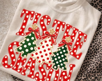 Preppy Polka Dot Christmas PNG, Retro Girly Holiday Design (Digital File)