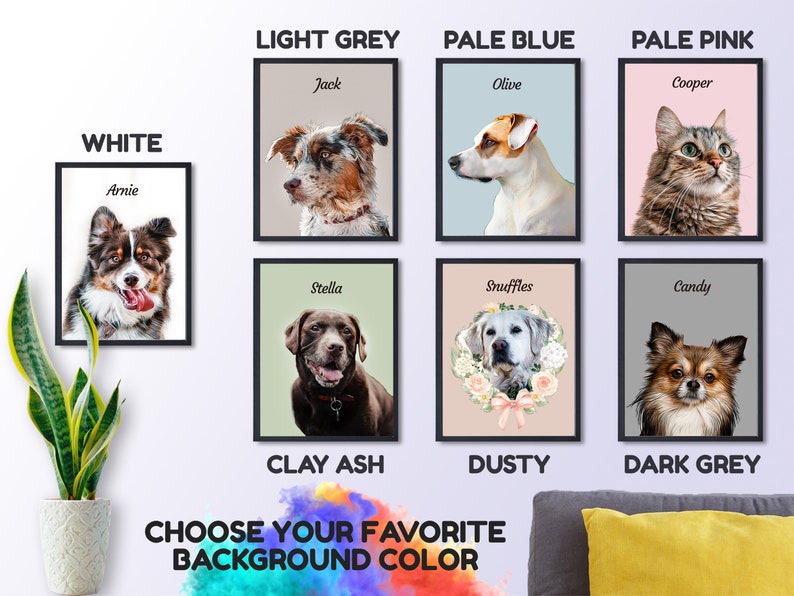 Multiple Pet Portrait Custom Dog Painting Watercolor, Multiple Dog Portrait Print, Multi Pet Portrait, Pet Memorial Gift, Christmas Gift image 6