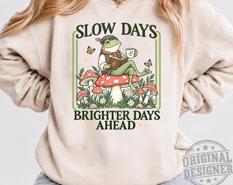 Frog Mushroom Reading Coffee Lover PNG, Cozy Nature Design (Digital Download)