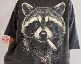 Raccoon Smoking PNG, Funny Trash Panda PNG, Cool Raccoon Shirt Design (Digital Download)