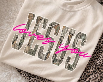 Jesus Loves You PNG, Trendy Fall Camo Christian Faith Shirt Design (Digital Download)