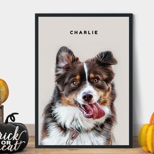 Multiple Pet Portrait Custom Dog Painting Watercolor, Multiple Dog Portrait Print, Multi Pet Portrait, Pet Memorial Gift, Christmas Gift image 4