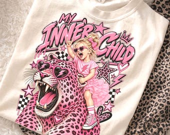 Pink Leopard Girl Power PNG, Y2K Retro Design (Digital Download)