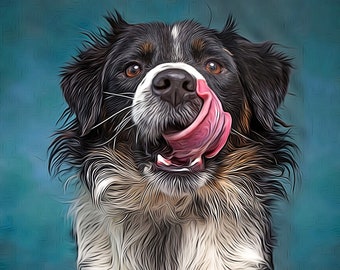 Pet Portrait from Photo Digital, Pet Portrait Custom Watercolor Painting, Dog Portrait Illustration Print on Canvas or Framed Poster