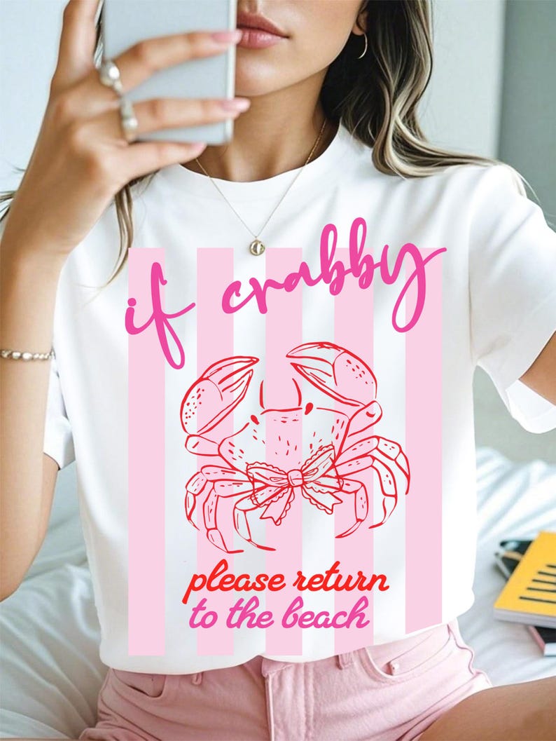 If Crabby Crab Beach PNG, Summer Stripes Coastal Sublimation File image 2
