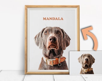Custom Pet Portrait from Photo, Digital Watercolor Dog Memorial (Digital Download)