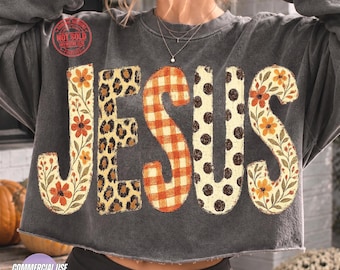 Jesus Fall PNG, Autumn Christian Polka Dot Shirt Design (Digital Download)