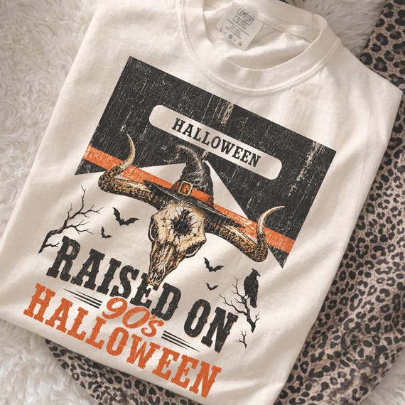 90s Halloween PNG, Western Skull Witch Hat Design (Digital Download)