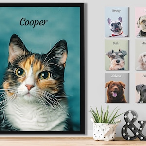 Custom Cat Portrait Digital, Personalized Watercolor Pet Portrait from Photo, Cat Memorial Gift for Cat Owner, Cat Portrait Poster Wall Art