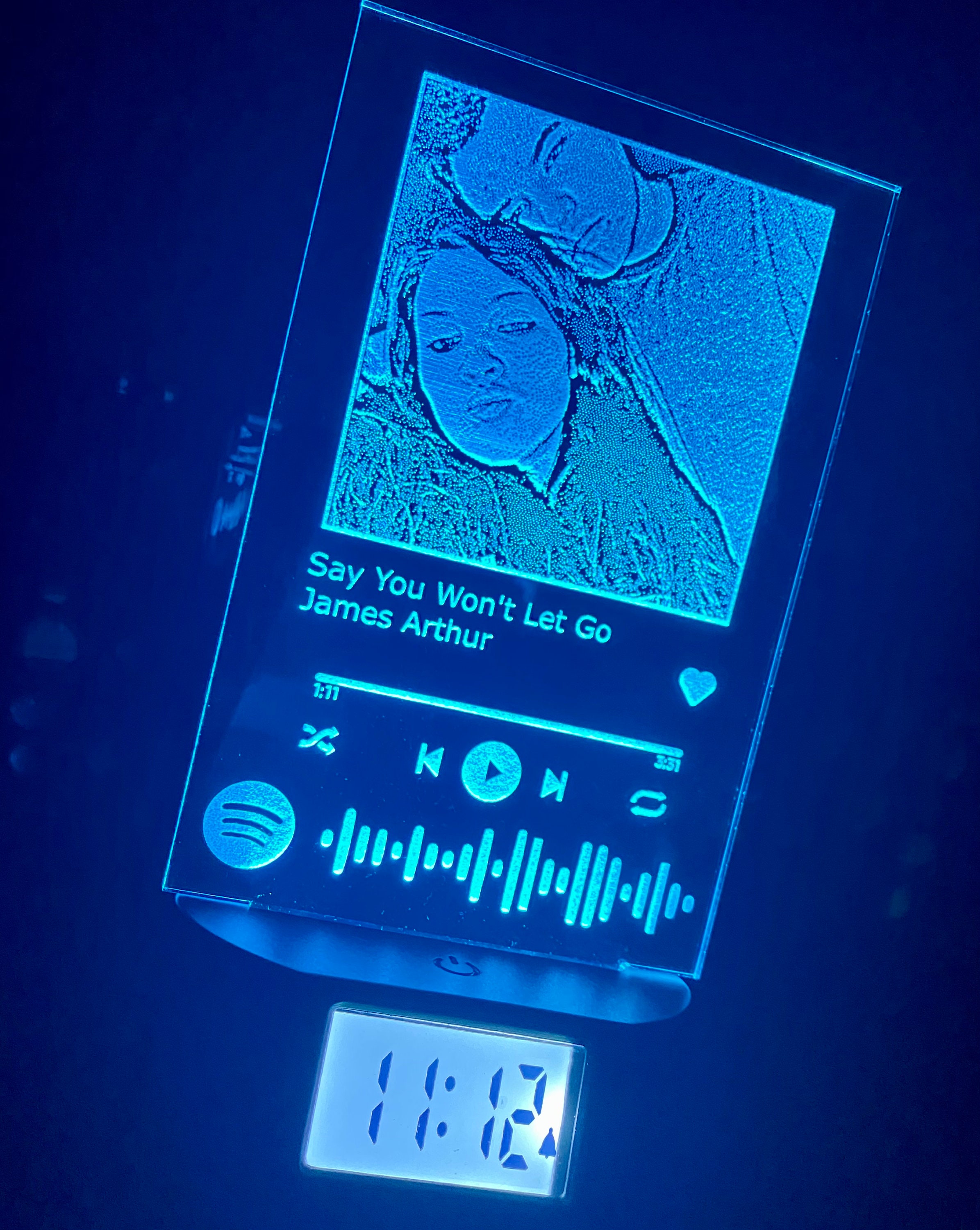 Personalized LED alarm clock Spotify sign Etsy