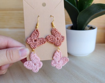 Stylish Handcrafted Butterfly Crochet Earrings / microcrochet earrings / crochet jewelry / Great for summer