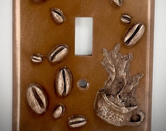 Coffee Bean and Steaming Cup Switch Plate Cover