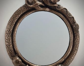Cold-Cast Bronze Cat Mirror with Yarn Ball and Mouse