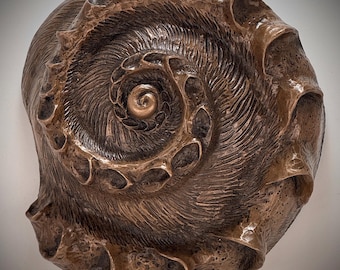 Cold-Cast Bronze Conch Shell Wall Hanging: Nautical Beach House Decor