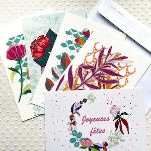 Lot de 5 cartes postales d’art collection « C’est le bouquet »