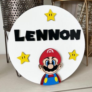 Wooden Super Mario Personalised Name Room Door Plaque / Sign - Boys ...