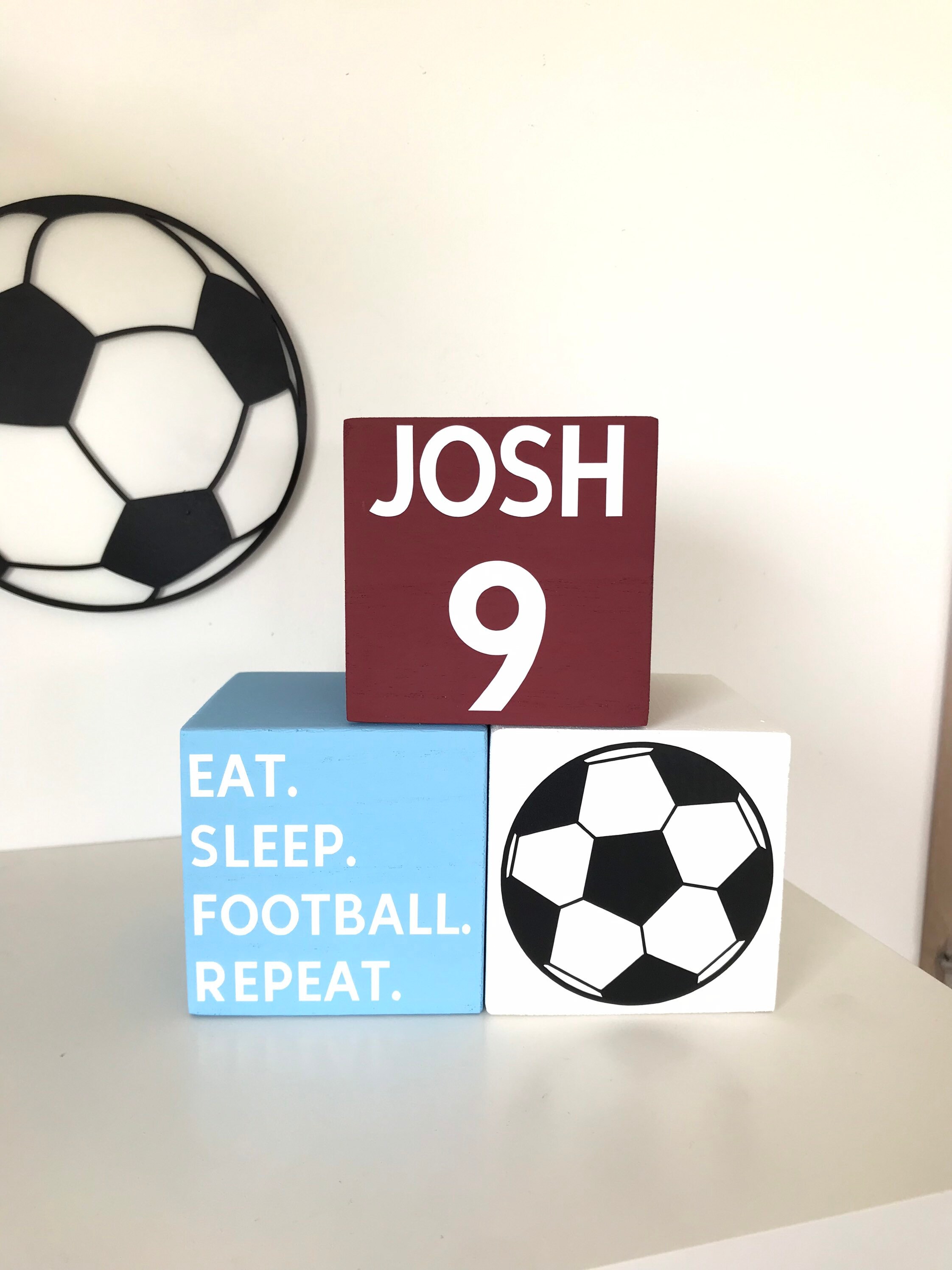 Wooden Football Theme Decor Blocks Boys / Girls Bedroom - Etsy UK