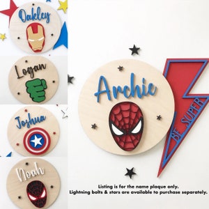 Wooden Spiderman / Superhero Personalised Name Door Plaque / Sign • Boys / Girls Room Decor