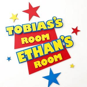 Wooden Toy Story Personalised Name Room Door Plaque / Sign - Boys ...