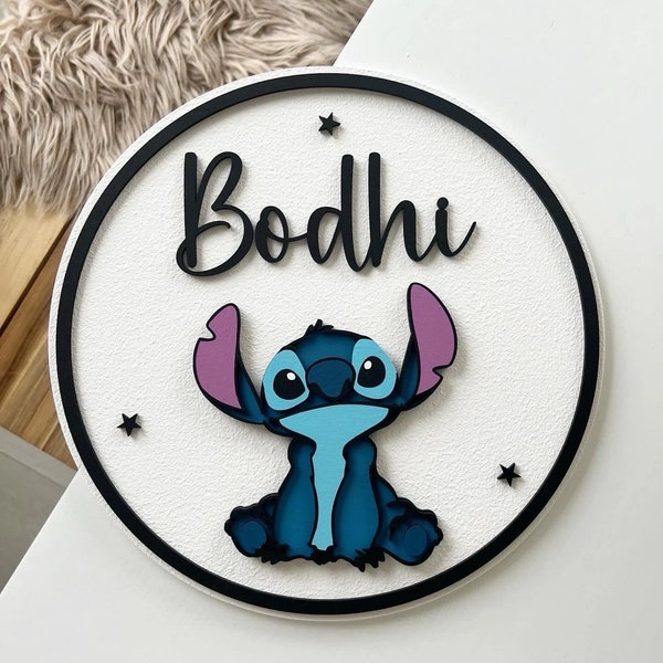Wooden Stitch Personalised Name Plaque / Sign • Boys / Girls Decor