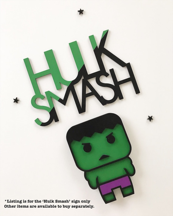 Wooden Hulk Smash Quote Plaque / Sign Boys / Girls Superhero - Etsy UK