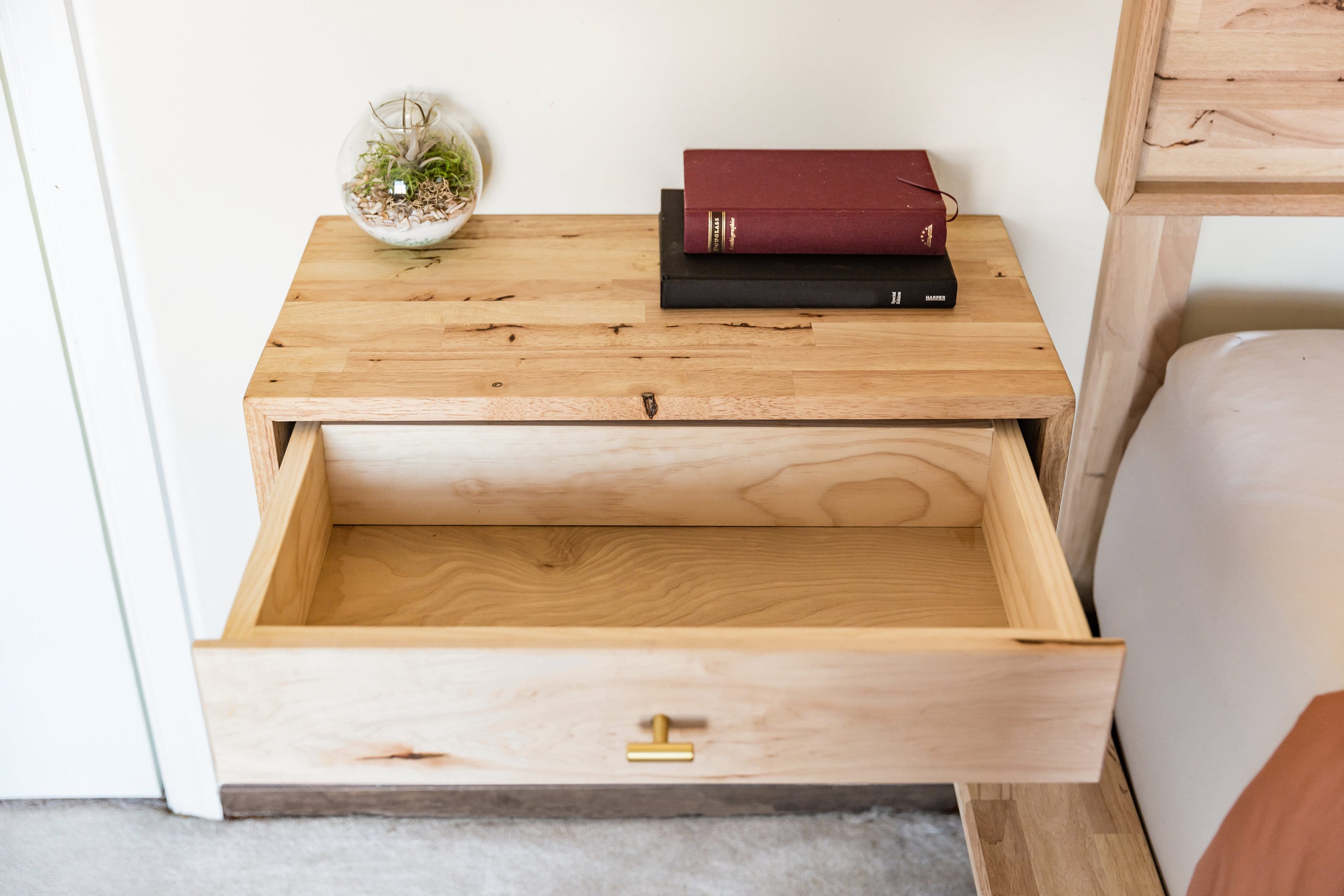 Handmade/modern Minimalist Nightstand / Figured Maple Drawer Etsy