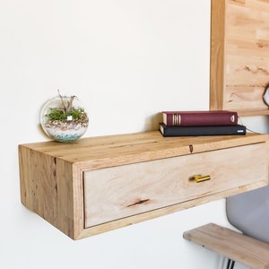 Handmade/Modern Minimalist Nightstand / Figured Maple Drawer Face