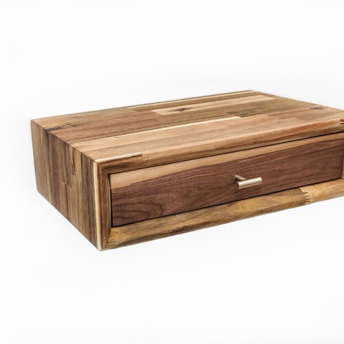 Modern Minimalist Floating Nightstand/ Black Walnut and Acacia Etsy