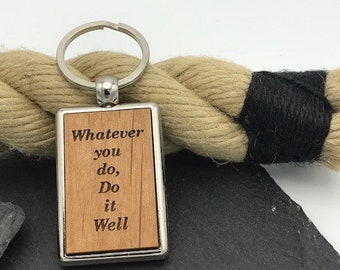 Wooden Key-ring double sided with metal body