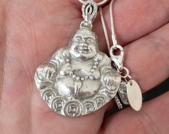 Buddha Necklace,Buddha Pendant,Sterling Silver Buddha Charm Pendant,Abhaya Mudra Buddha,Vintage style Sterling Silver Buddha Charm Pendant