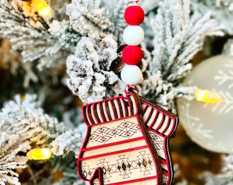Holiday Mittens Ornament - Wood Art