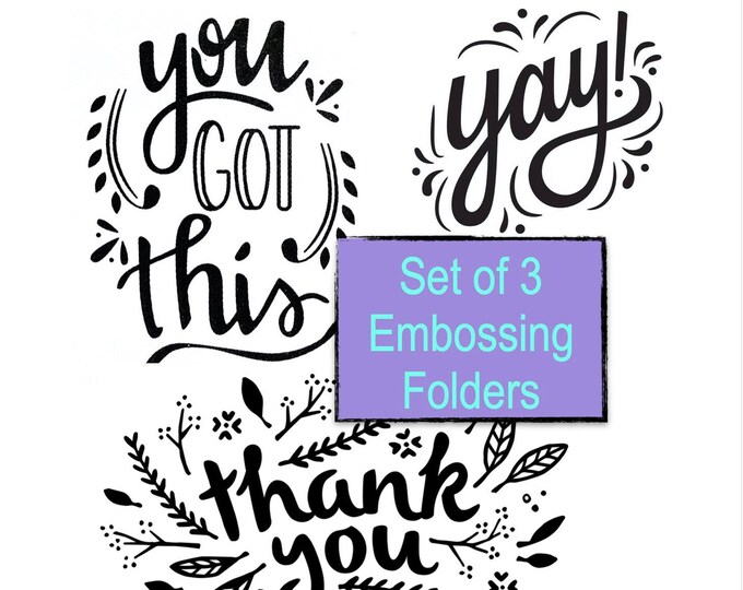 Darice Embossing Folders: Thank You, You Got This, Yay! - Set of 3 - Etsy
