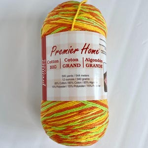 Premier Cotton Yarn Grand, Worsted Weight in Peach, Citrus, Kitchen Yarn Deal
