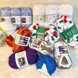 Not so Mystery Novelty Yarn Box,  5 pounds of Yarn, Mystery Grab Bag, Destash Yarn Deal, Assorted  Weight for Crochet, Knit, Weaving, Crafts