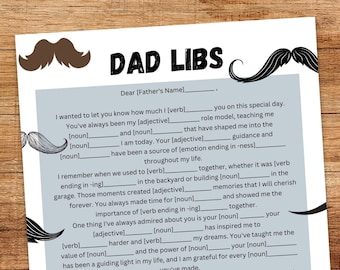 Father's Day Game/ Activity - Dad Libs (mad Libs) Printable - Etsy