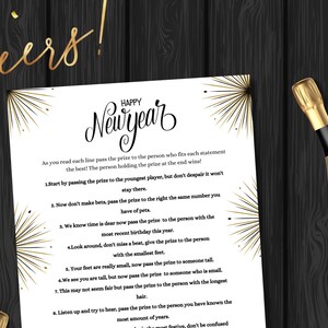 New Years Pass the Gift Game, New Years Trivia Game, New Years Eve Party, Adult Party Game, New Years Printable Game, New Years for Teens