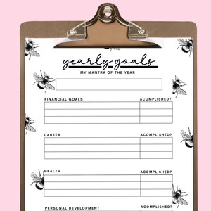 Top 4 Goals - Yearly Goals, Quarterly Goals, Monthly Goals, Weekly Goals, Printable PDF, PNG, JPG, Instant Download