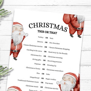 Christmas This or That Game, Xmas Would You Rather Games, Fun Christmas Game, Holiday Games, Christmas Party Games, Kids & Adults