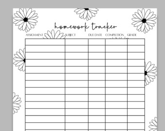 student homework diary Printable Assignment Tracker, Weekly homework planner, Back to school printable, Assignment planner, organize school work. Study Planner