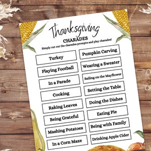 Thanksgiving Charades Party Game, Thanksgiving Party Games, Fun Thanksgiving Game, Friendsgiving Games, Turkey Day, Pictionary