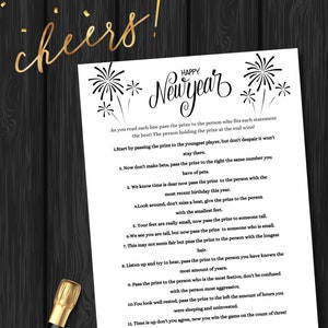 New Years Pass the Gift Game, New Years Trivia Game, New Years Eve Party, Adult Party Game, New Years Printable Game, New Years for Teens