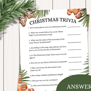 Christmas Trivia Game, Christmas Trivia Printable Games, Christmas Day, Fun Holiday Games, Christmas Party Games, Kids & Adults, Instant