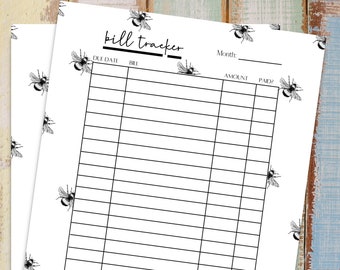 Bill Payment Tracker, Monthly Bill Payment Tracker, Editable Bill Planner, Bill Payment Tracker Printable, PDF, jpeg, printable download