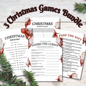 Christmas Games Bundle, Holiday Game Bundle, INSTANT DOWNLOAD, Printable Christmas Family Games, Christmas Party Games, Set of 4 Games