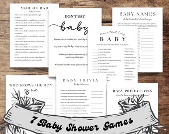 Modern Baby Shower Games, Minimalist Baby Shower Game Bundle, Modern Baby Shower Game, 7 game bundle, gender neutral baby shower game
